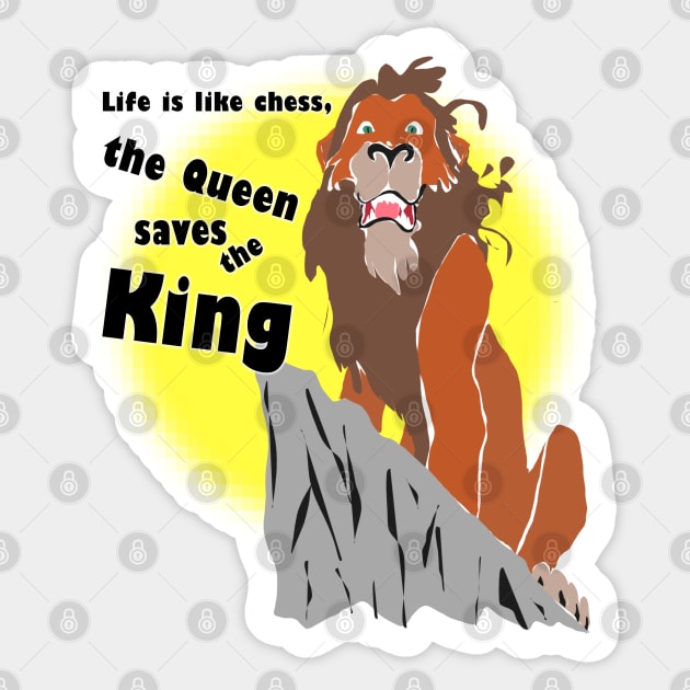 Queen saves King Sticker by djmrice